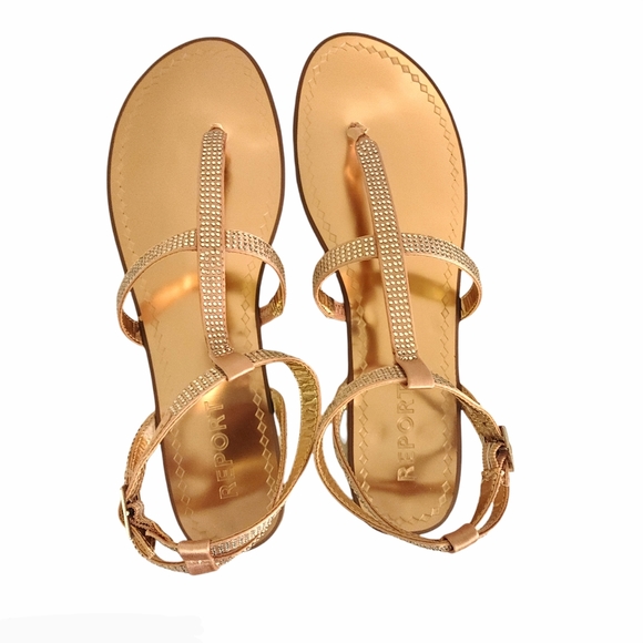 Report Size 10 Rinestone Strappy Rose Gold Sandals - Picture 9 of 11
